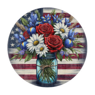 Planche À Découper Patriotique, floral en détresse