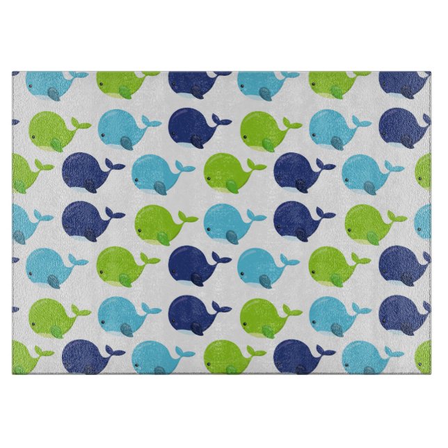 Planche À Découper Pattern of Whales, Cute Whales, Sea Animals (Devant)