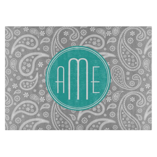 Planche À Découper Patterns bleus et monogram bleu (Devant)