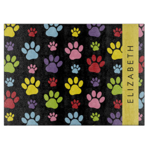 Planche À Découper Paws Colorés, Motif Paw, Paws Chiens, Votre Nom