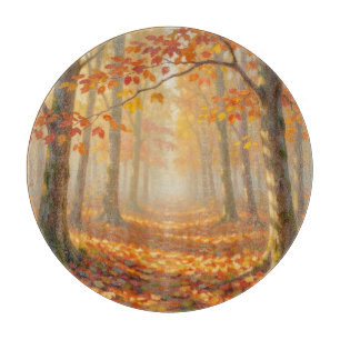 Planche À Découper Paysage artistique de chemin forestier automnal