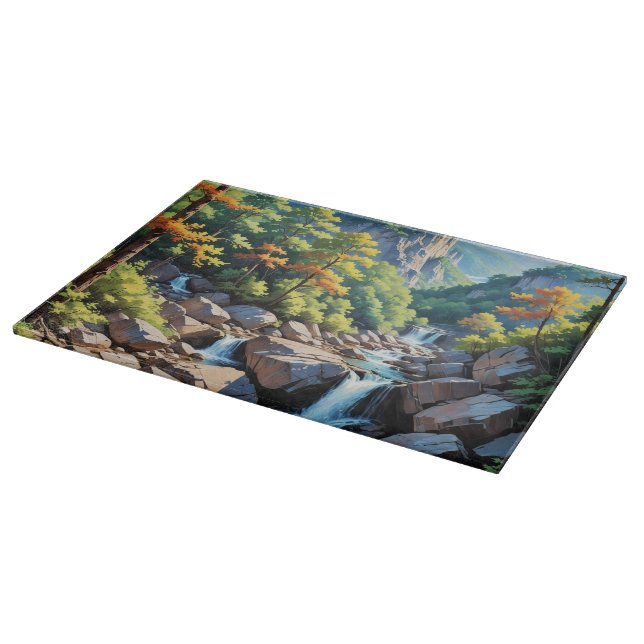 Planche À Découper Paysage de la cascade de Serene Mountain (Coin)