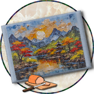 PLANCHE À DÉCOUPER - Paysage japonais avec pagode