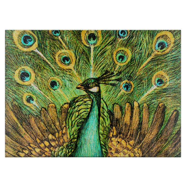 Planche À Découper Peacock et poulets Art nouveau néerlandais (Devant)