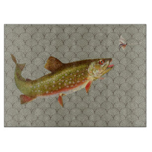 Planche À Découper Pêche vintage à la truite arc-en-ciel