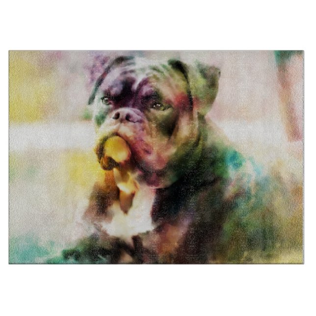 Planche À Découper Peinture d'aquarelle personnalisée pour Bulldog (Devant)