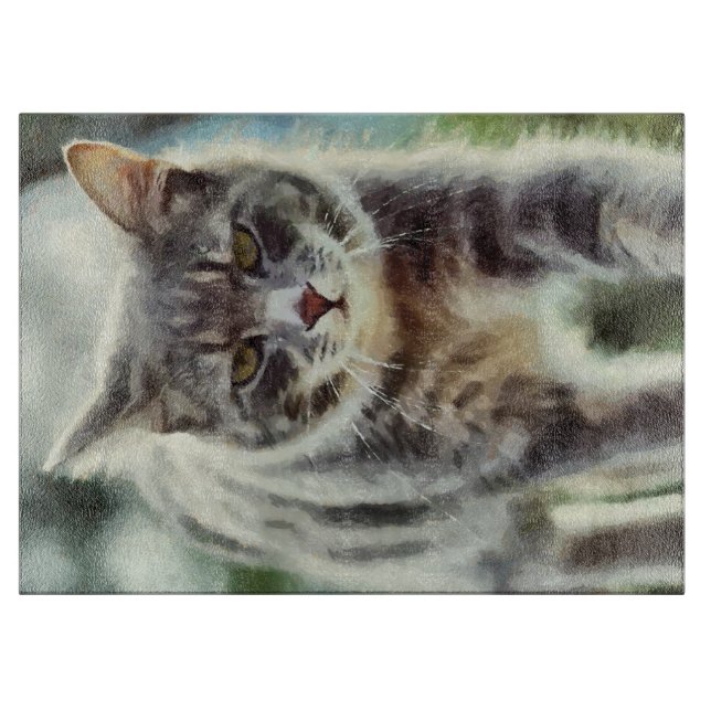 Planche À Découper Peinture de chat (Devant)