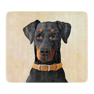Planche À Découper Peinture Doberman Pinscher non rognée Art original