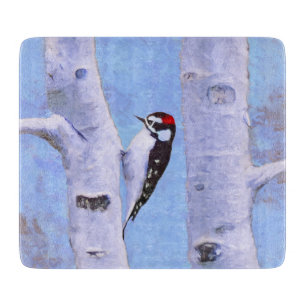 Planche À Découper Peinture Downy Woodpecker - Art original pour oise
