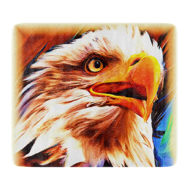 Planche À Découper Peinture d'un Visage d'Aigles Étonnant. Commandez  (Devant)