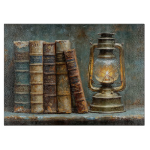 Planche À Découper Peinture d'une pile de livres anciens Bibliothèque