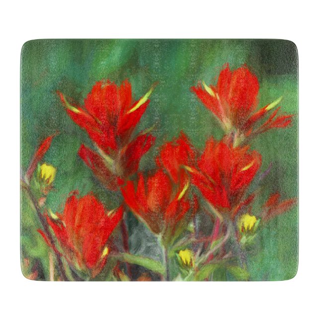 Planche À Découper Peinture indienne de pinceau - Art Fleur original (Devant)