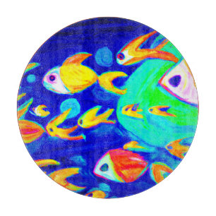Planche À Découper Peinture Motif De Poisson Colorée. Commandez dès m
