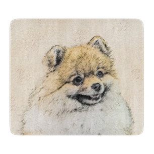 Planche À Découper Peinture Poméranienne (orange) - Art Chien origina