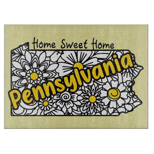 Planche À Découper Pennsylvanie Doodle Flowers (Devant)