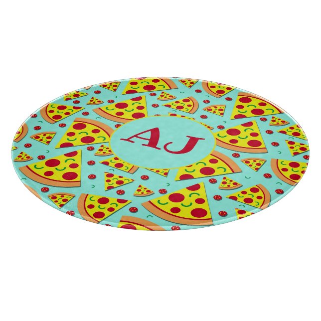 Planche À Découper Pepperoni Pizza Slices Motif Monogramme (Coin)