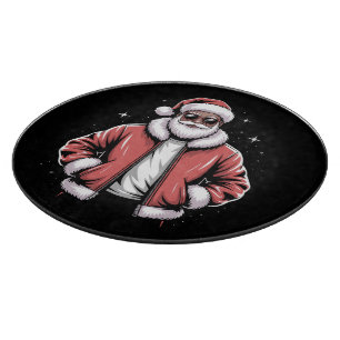 Planche À Découper Père Noël afro-américain Pyjama de Noël Cool Black