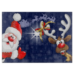 Planche À Découper Père Noël et Reindeer Joyeux Noël Joyeux dessin an