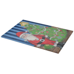 Planche À Découper Père Noël et tableau de coupe en verre d'arbre de 