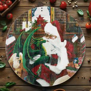Planche À Découper Père Noël Fantastique Magique Dragon de Noël Cosy