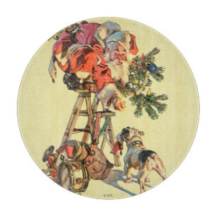 Planche À Découper Père Noël vers le haut d'une échelle