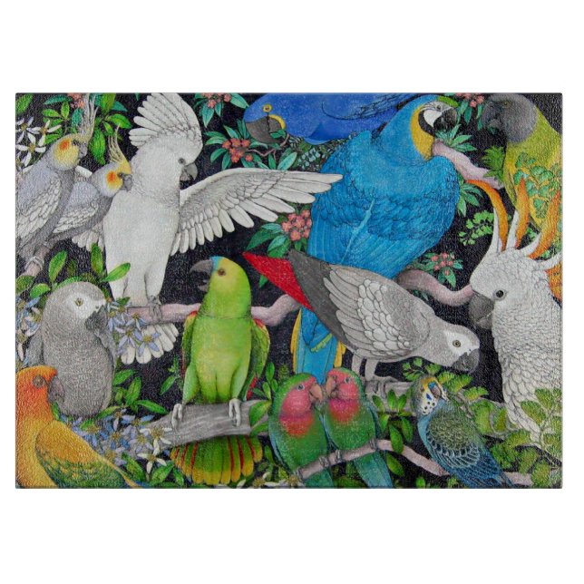 Planche À Découper Perroquets d'animal familier de la planche à (Devant)