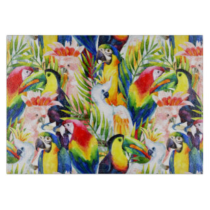 Planche À Découper Perroquets Et Feuilles De Palmiers