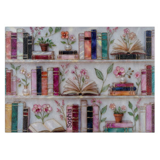 Planche À Découper Personalized Stained Glass Bookshelf Cutting Board