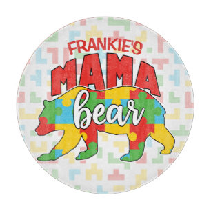 Planche À Découper Personnalisé Enfants NOM Mama Ours Sensibilisation