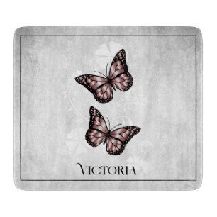 Planche à découper personnalisée à papillon rose