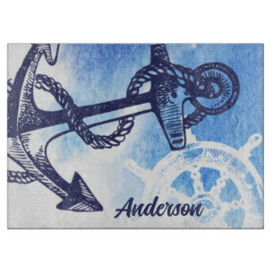 Planche à découper personnalisée Ancre nautique