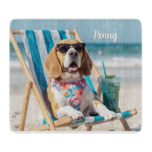 Planche à découper personnalisée Beagle relaxante