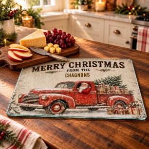 Planche à découper personnalisée camion de Noël vi