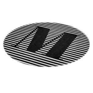 Planche À Découper Personnaliser monogramme initiale noir blanc rayur