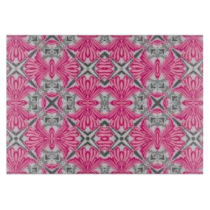 Planche À Découper Pétales de fleurs Abstraites Fuchsia rose et gris