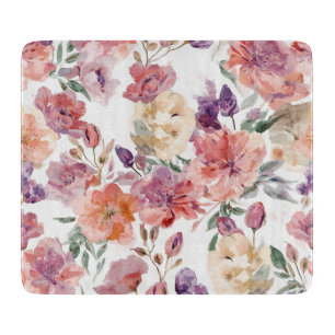 Planche À Découper Pétales de pêche Fleurs à l'aquarelle Botanique Fl