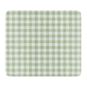 Planche À Découper Petit Sage et Gingham Blanc