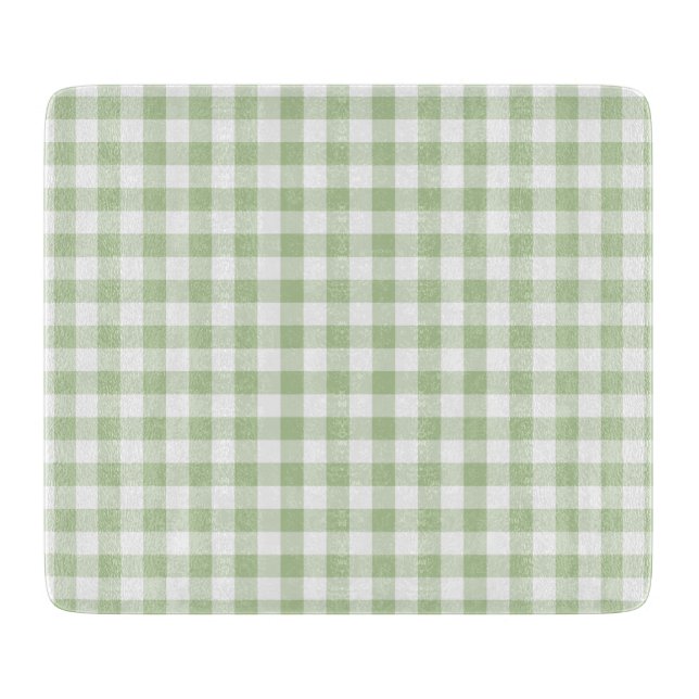 Planche À Découper Petit Sage et Gingham Blanc (Devant)