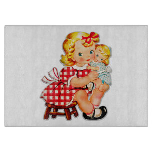 Planche À Découper Petite fille retro vintage poupée