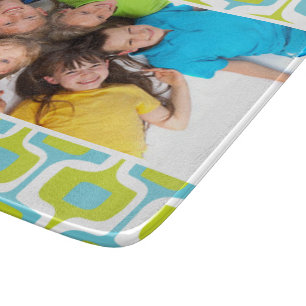 Planche À Découper Photo de famille Aqua Lime Blanc Mid Century Mod R