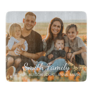 Planche À Découper Photo de famille personnalisée avec des noms perso