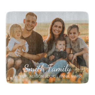 Planche À Découper Photo de famille personnalisée avec des noms perso