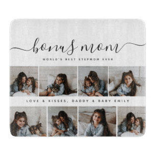 Planche À Découper Photo en argent élégant Collage Bonus Maman Fête d