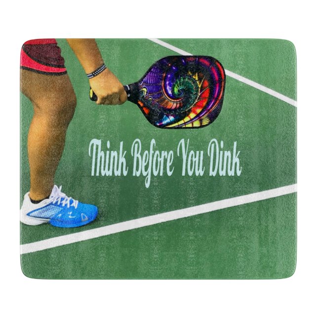 Planche À Découper Pickleball Pensez avant de boire (Devant)