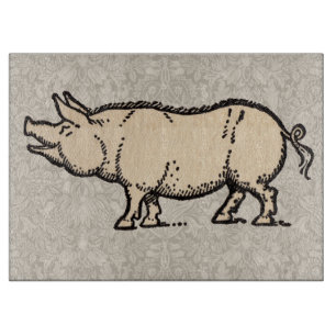 Planche À Découper Pig Antique Piggy Cute Illustration Vintage