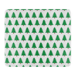Planche À Découper Pine Tree Verre de Noël vert et blanc