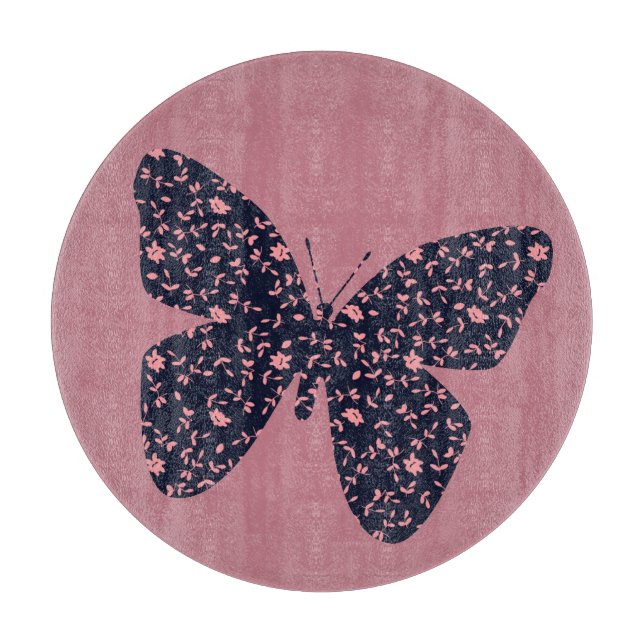 Planche À Découper Pink and Violet Floral Butterfly (Devant)