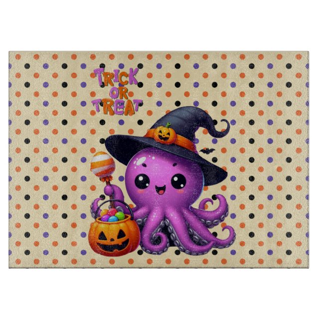 Planche À Découper Pique ou traitement Halloween à la pieuvre (Devant)