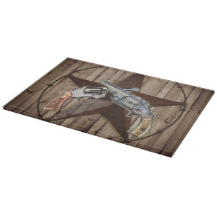Planche À Découper Pistolet de pays occidental de cowboy d'étoile de
