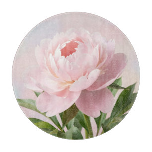 Planche À Découper Pivoine rose poudré élégante, illustration florale